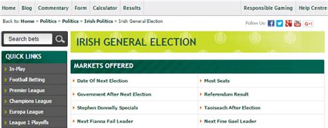 irish politics odds